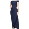 Alex Evenings Long Compression Off-the-Shoulder Dress with Hip Embellishment | Dresses