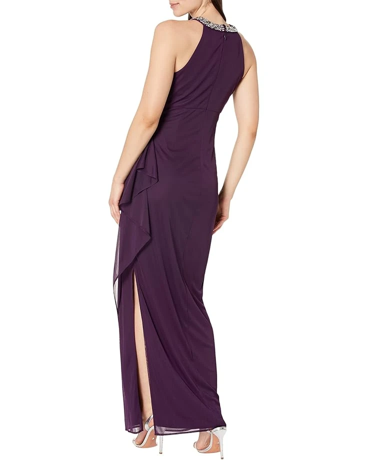 Alex Evenings Beaded Halter Long Gown with Side Ruching | Dresses 2 Alex Evenings Beaded Halter Long Gown with Side Ruching | Dresses - Image 2