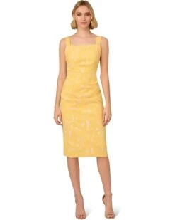 Adrianna Papell Hibiscus Jacquard Tucked Dress | Dresses
