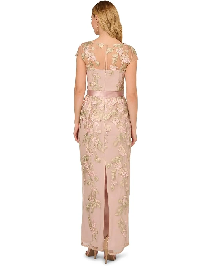Adrianna Papell Cascading Floral Embroidered Long Column Gown | Dresses 2 Adrianna Papell Cascading Floral Embroidered Long Column Gown | Dresses - Image 2