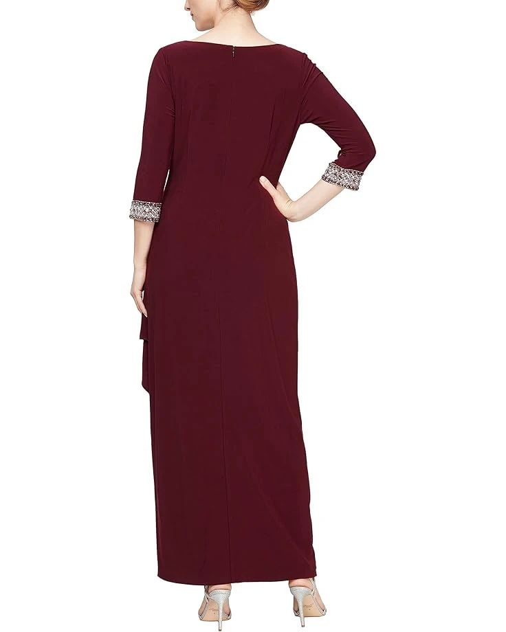 Alex Evenings Long A-Line Dress with Embellished Sleeves and Neckline | Dresses 2 Alex Evenings Long A-Line Dress with Embellished Sleeves and Neckline | Dresses - Image 2