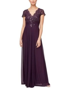 Alex Evenings Long Embroidered A-Line Dress | Dresses