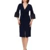 Adrianna Papell Stretch Jersey Twist Front Dress with Taffetta Bell Sleeve | Dresses