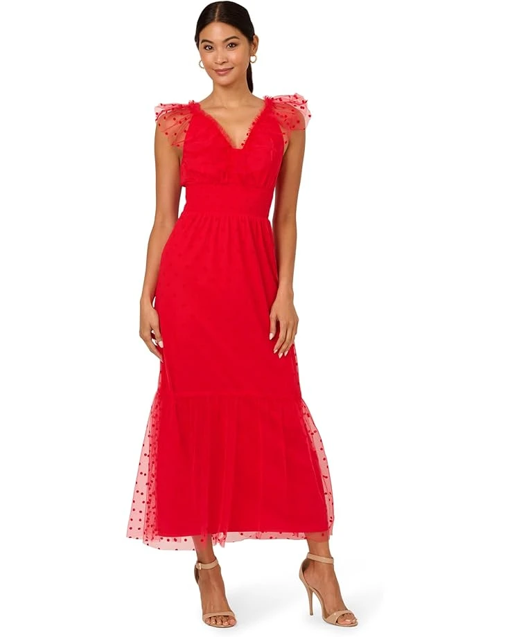 Adrianna Papell Dot Tulle Ruffle Dress | Dresses 1 Adrianna Papell Dot Tulle Ruffle Dress | Dresses