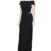 Alex Evenings Long Metallic Knit Off-the-Shoulder Dress w/Hip Embellishment | Dresses