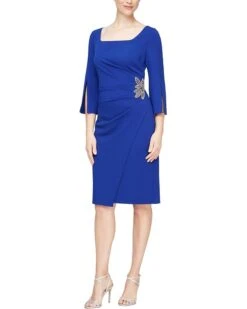 Alex Evenings Short Sheath Dress with Split Sleeves | Dresses