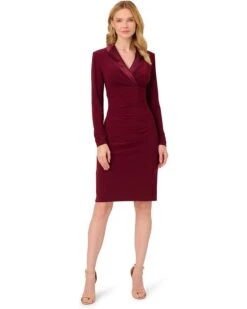 Adrianna Papell Stretch Jersey Tuxedo Cocktail Dress with Shawl Collar | Dresses