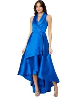 Adrianna Papell Solid Mikado Hi Low Hem Tuxedo Gown | Dresses