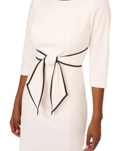 Adrianna Papell Stretch Crepe Tie Front Dress with Contrast Tipping | Dresses -Elegant Dress Line 61QumrCMH7L. AC SR736920