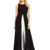 Adrianna Papell Sleeveless Stretch Crepe Jumpsuit with Chiffon Overlay | Jumpsuits & Rompers