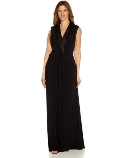 Adrianna Papell Sleeveless Twist Front Stretch Jersey Tuxedo Gown | Dresses