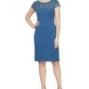 Alex Evenings Short Sheath Dress with Embroidered Illusion Neckline | Dresses