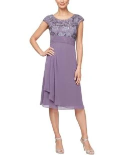Alex Evenings Short Embroiderd with Pleated Waist | Dresses