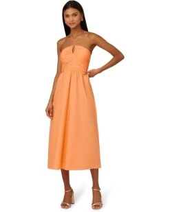 Adrianna Papell Halter Shirred Midi Dress | Dresses