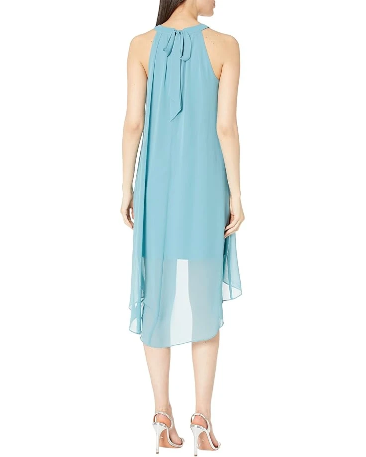 Adrianna Papell Stretch Jersey Halter Neck Dress with Chiffon Ruffle Overlay | Dresses 2 Adrianna Papell Stretch Jersey Halter Neck Dress with Chiffon Ruffle Overlay | Dresses - Image 2
