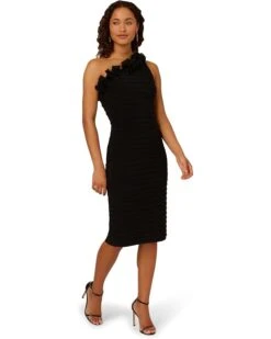 Adrianna Papell Ruffled Neckline Pintuck Dress | Dresses