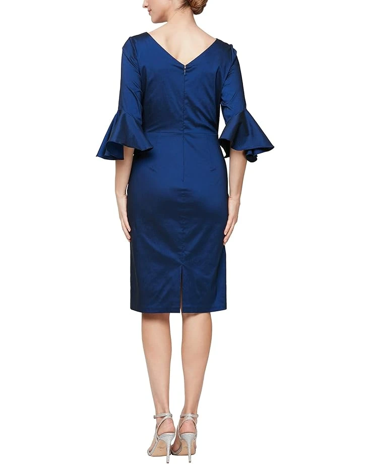 Alex Evenings Short Sheath Dress w/Shoulder Floral Detail & Bell Sleeves | Dresses 2 Alex Evenings Short Sheath Dress w/Shoulder Floral Detail & Bell Sleeves | Dresses - Image 2