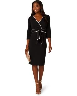 Adrianna Papell Piping Tie Front Midi Dress | Dresses