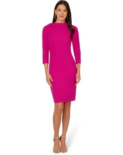 Adrianna Papell Rolled Neck Crepe Midi Dress | Dresses