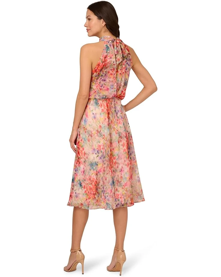 Adrianna Papell Halter Tie Blouson Midi Dress | Dresses 2 Adrianna Papell Halter Tie Blouson Midi Dress | Dresses - Image 2