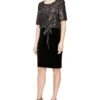 Alex Evenings Short Blouson Dress with Sequins Bodice and Velvet Slim Skirt | Dresses