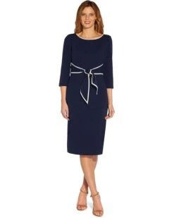Adrianna Papell Stretch Crepe Tie Front Dress with Contrast Tipping | Dresses -Elegant Dress Line 61xaVbLCxoL. AC SR736920