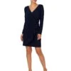 Adrianna Papell Long Sleeve Strecth Jersey Side Draped Dress | Dresses