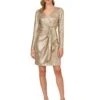 Adrianna Papell Metallic Foil Knit Draped Cocktail Dress | Dresses