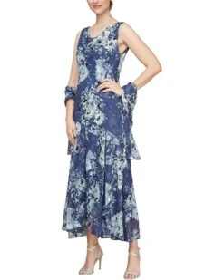 Alex Evenings Tea Length Chiffon Burnout Dress | Dresses -Elegant Dress Line 715xUgKGAHL. AC SR736920