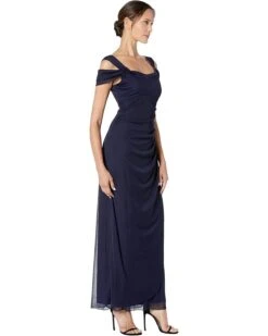 Alex Evenings Long Cold Shoulder Dress with Cowl Neckline | Dresses -Elegant Dress Line 716i3on3GLL. AC SR736920