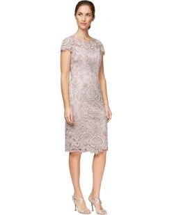 Alex Evenings Short Embroidered Cap Sleeve Dress | Dresses