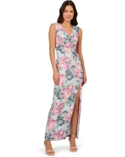 Adrianna Papell Jacquard Long Dress | Dresses