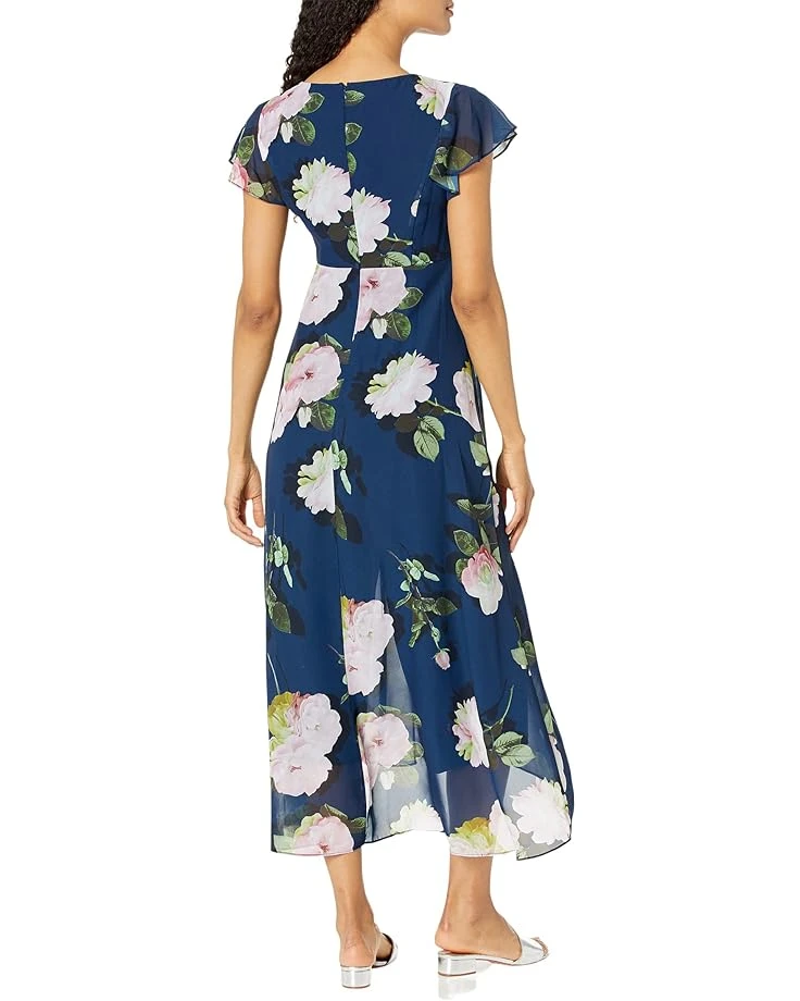 Adrianna Papell Stretch Crepe Jumpsuit with Printed Chiffon Walk Thru Overlay | Jumpsuits & Rompers 2 Adrianna Papell Stretch Crepe Jumpsuit with Printed Chiffon Walk Thru Overlay | Jumpsuits & Rompers - Image 2