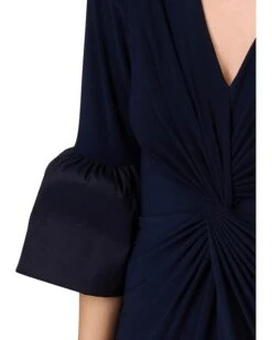 Adrianna Papell Stretch Jersey Twist Front Dress with Taffetta Bell Sleeve | Dresses -Elegant Dress Line 71MnhgFa3SL. AC SR736920