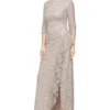 Alex Evenings Long Sequins Lace A-line Dress | Dresses
