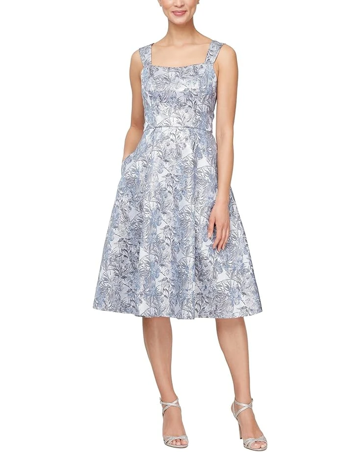 Alex Evenings Midi Length with Square Neckline | Dresses 1 Alex Evenings Midi Length with Square Neckline | Dresses