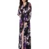 Adrianna Papell Printed Floral Long Sleeve Shirt Dress Gown | Dresses