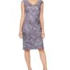 Alex Evenings Short Embroidered Sheath Dress with Cap Sleeves and V-Neckline | Dresses