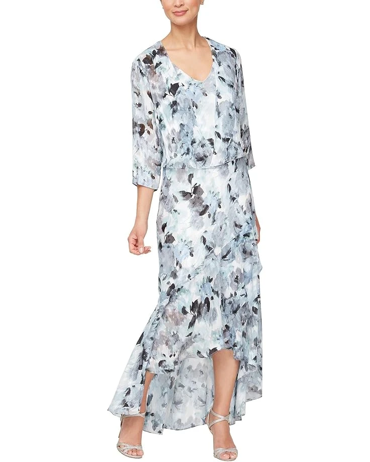 Alex Evenings High-Low Chiffon Burnout with Jacket | Dresses 1 Alex Evenings High-Low Chiffon Burnout with Jacket | Dresses