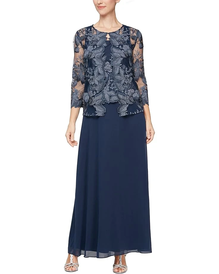 Alex Evenings Long Embroidered Jacket Dress | Dresses 1 Alex Evenings Long Embroidered Jacket Dress | Dresses