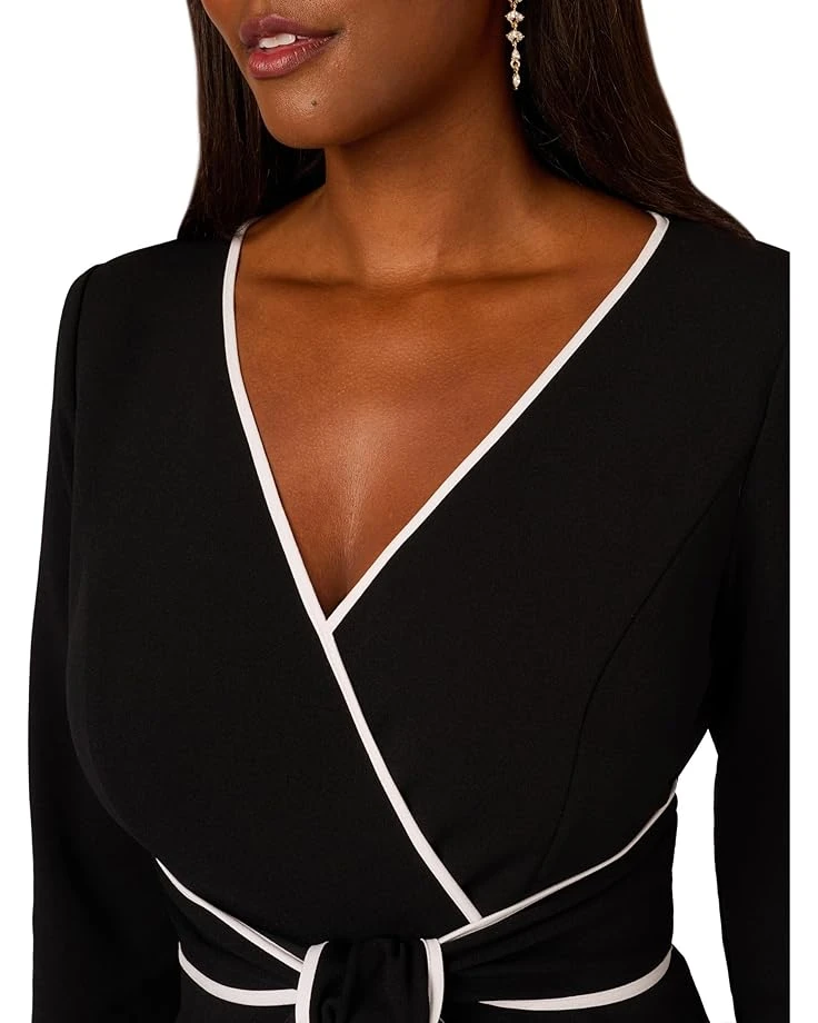 Adrianna Papell Piping Tie Front Midi Dress | Dresses 4 Adrianna Papell Piping Tie Front Midi Dress | Dresses - Image 4