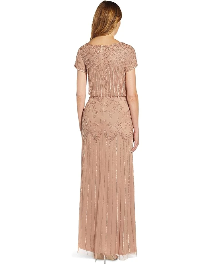 Adrianna Papell Boat Neck Short Sleeve Blouson Beaded Gown | Dresses 2 Adrianna Papell Boat Neck Short Sleeve Blouson Beaded Gown | Dresses - Image 2