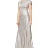 Alex Evenings Long A-Line Metallic Knit Gown | Dresses