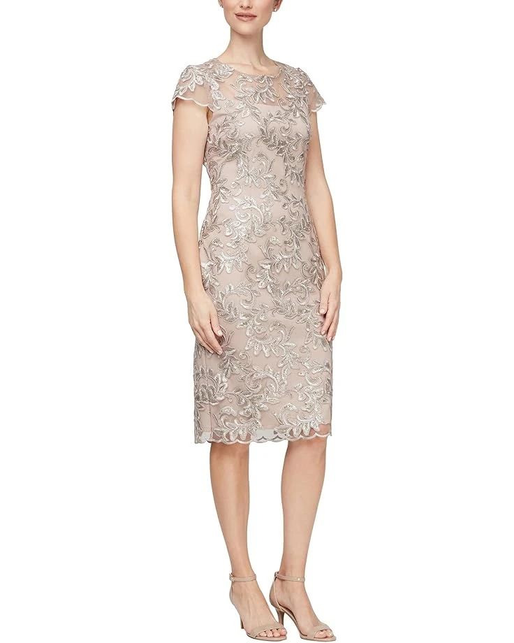 Alex Evenings Short Embroidered Dress with Cap Sleeve | Dresses 1 Alex Evenings Short Embroidered Dress with Cap Sleeve | Dresses