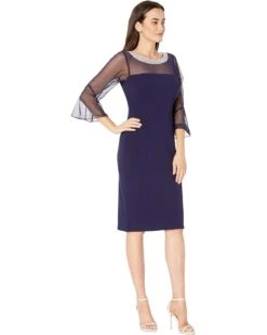 Alex Evenings Short Shift Dress with Beaded Illusion Neckline and Bell Sleeves | Dresses -Elegant Dress Line 71vPN4bQxKL. AC SR736920