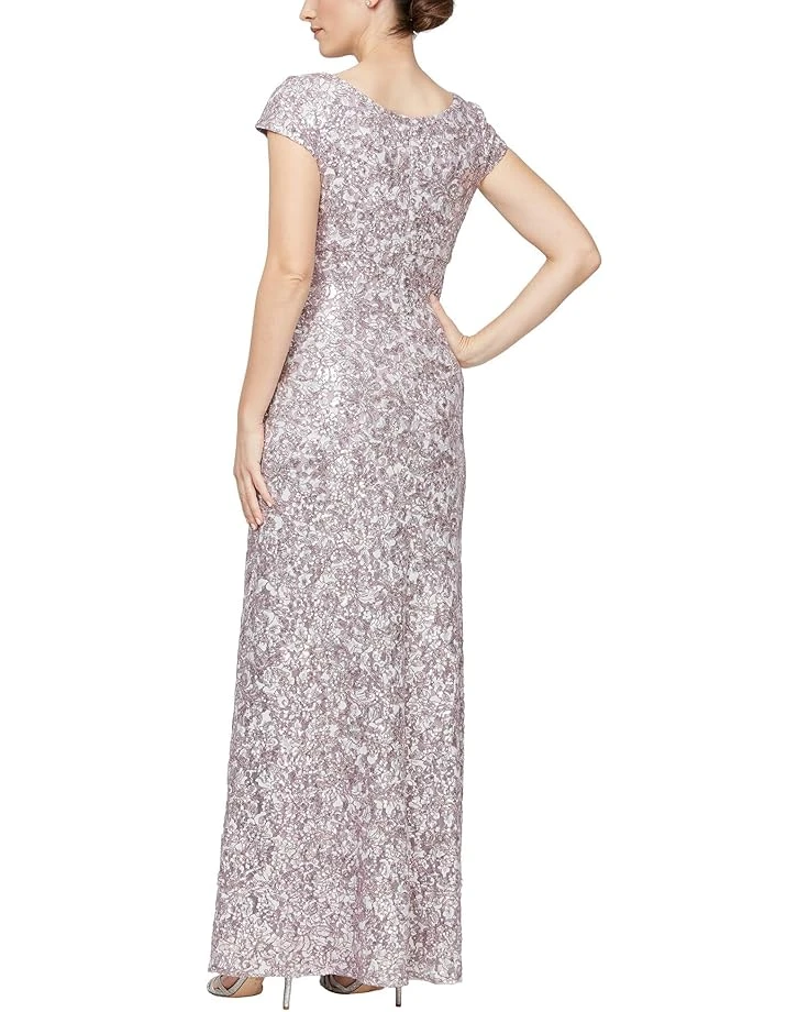 Alex Evenings Long Corded Lace with Surplice Neckline | Dresses 2 Alex Evenings Long Corded Lace with Surplice Neckline | Dresses - Image 2