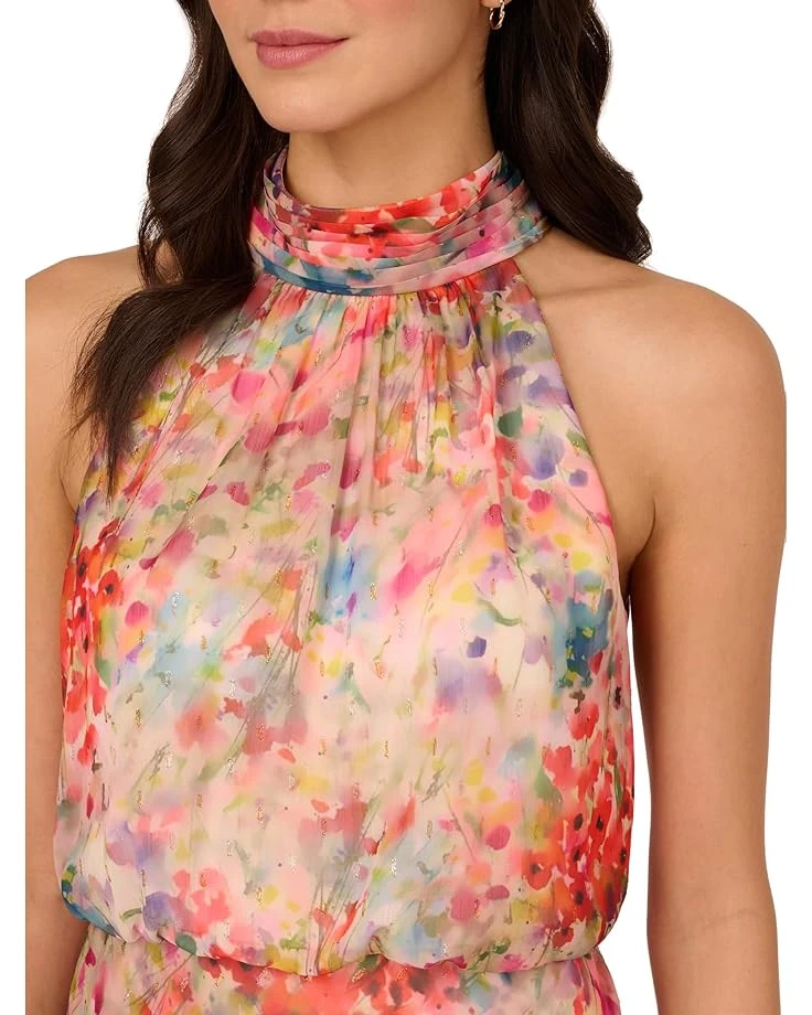 Adrianna Papell Halter Tie Blouson Midi Dress | Dresses 3 Adrianna Papell Halter Tie Blouson Midi Dress | Dresses - Image 3