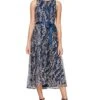 Alex Evenings Midi Length Embroidered Dress with Satin Tie Belt | Dresses