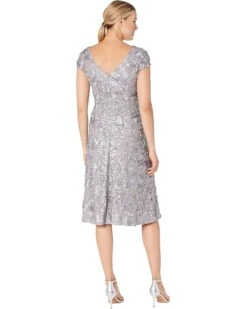 Alex Evenings Tea Length A-Line Rosette Dress | Dresses -Elegant Dress Line 81rE1Md4TZL. AC SR736920