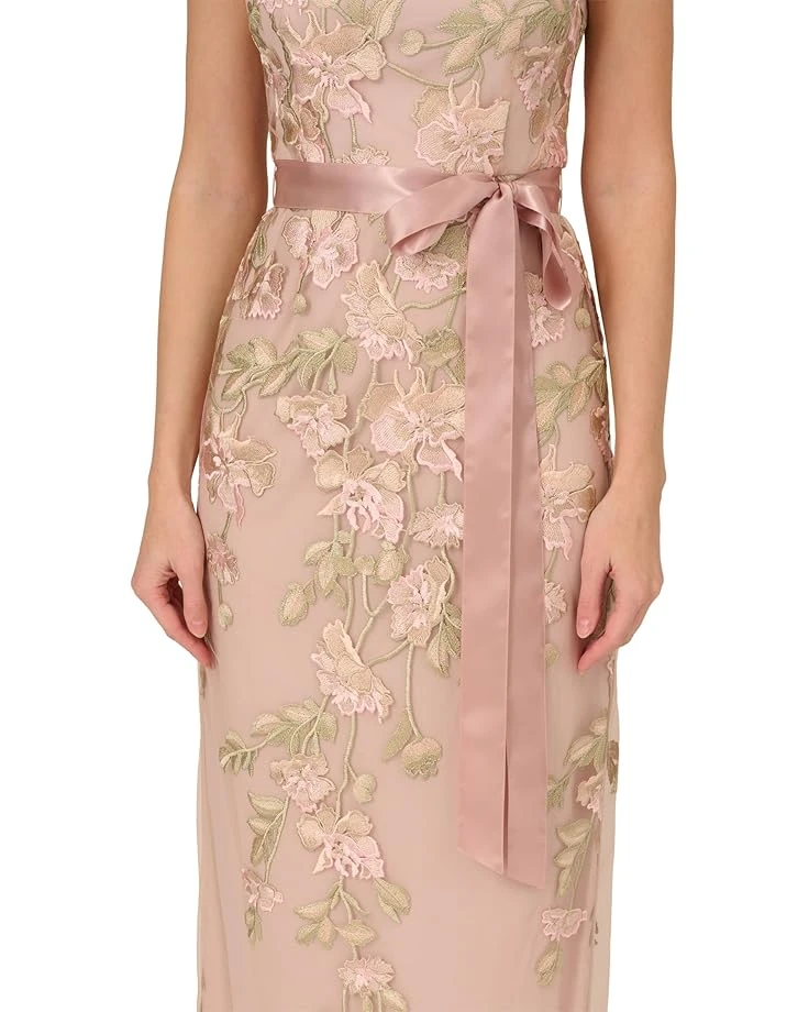 Adrianna Papell Cascading Floral Embroidered Long Column Gown | Dresses 4 Adrianna Papell Cascading Floral Embroidered Long Column Gown | Dresses - Image 4